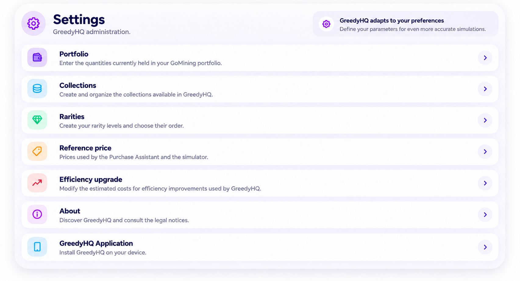Settings GreedyHQ